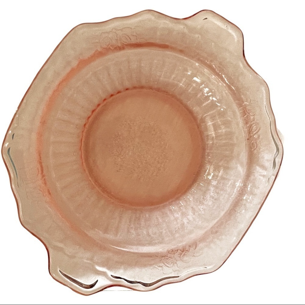 Vintage 1930-39 Etched Pink Candy/Serving Dish - Picture 3 of 3